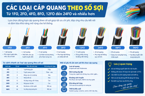 Các loại cáp quang theo số sợi
